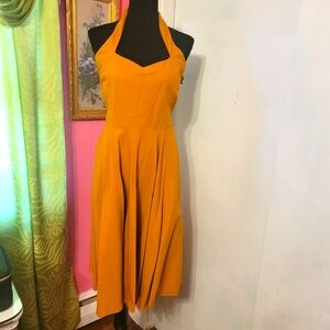 Retro mustard halter dress